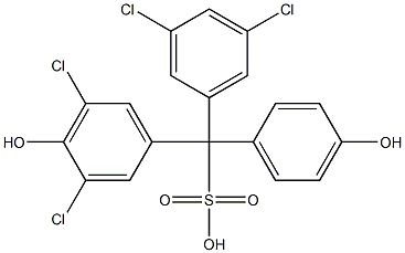 (3,5-ジクロロフェニル)(3,5-ジクロロ-4-ヒドロキシフェニル)(4-ヒドロキシフェニル)メタンスルホン酸 化学構造式