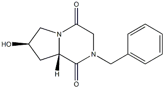 (6S,8R)-4-Benzyl-8-hydroxy-1,4-diazabicyclo[4.3.0]nonane-2,5-dione Struktur