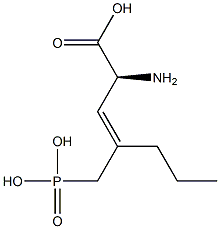 (2S,3E)-2-アミノ-4-(ホスホノメチル)-3-ヘプテン酸 化学構造式