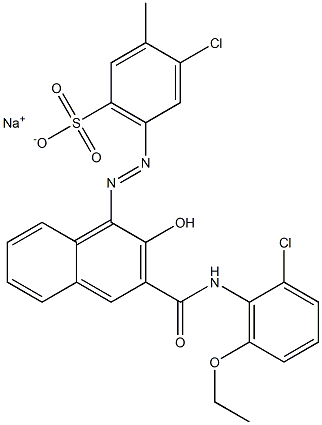 4-Chloro-3-methyl-6-[[3-[[(2-chloro-6-ethoxyphenyl)amino]carbonyl]-2-hydroxy-1-naphtyl]azo]benzenesulfonic acid sodium salt Struktur