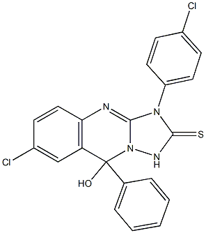 7-クロロ-3,9-ジヒドロ-9-ヒドロキシ-3-(4-クロロフェニル)-9-フェニル[1,2,4]トリアゾロ[5,1-b]キナゾリン-2(1H)-チオン 化学構造式