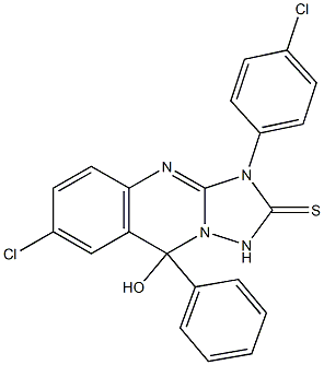 7-Chloro-3,9-dihydro-9-hydroxy-3-(4-chlorophenyl)-9-phenyl[1,2,4]triazolo[5,1-b]quinazoline-2(1H)-thione Struktur