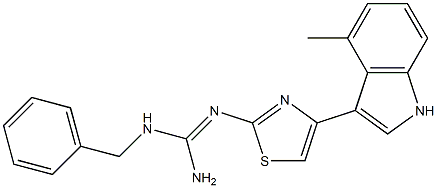 1-Benzyl-2-[4-(4-methyl-1H-indole-3-yl)-2-thiazolyl]guanidine,,结构式