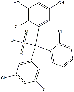 (2-Chlorophenyl)(3,5-dichlorophenyl)(2-chloro-3,5-dihydroxyphenyl)methanesulfonic acid Struktur