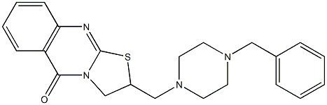 2-(4-ベンジル-1-ピペラジニルメチル)-2,3-ジヒドロ-5H-チアゾロ[2,3-b]キナゾリン-5-オン 化学構造式