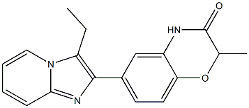 6-(3-エチル-イミダゾ[1,2-a]ピリジン-2-イル)-2-メチル-2H-1,4-ベンゾオキサジン-3(4H)-オン 化学構造式