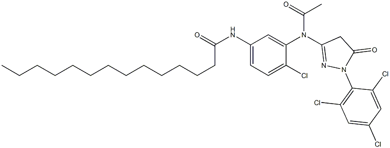 1-(2,4,6-Trichlorophenyl)-3-[N-(2-chloro-5-tetradecanoylaminophenyl)acetylamino]-2-pyrazolin-5-one 结构式