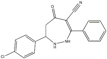 3-(4-Chlorophenyl)-6-cyano-7-phenyl-1,2,3,4-tetrahydro-5H-1,2-diazepin-5-one Struktur