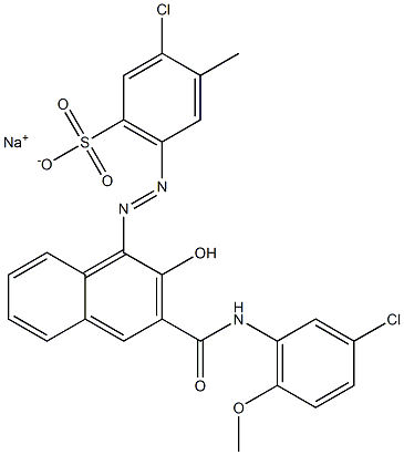 3-Chloro-4-methyl-6-[[3-[[(3-chloro-6-methoxyphenyl)amino]carbonyl]-2-hydroxy-1-naphtyl]azo]benzenesulfonic acid sodium salt Struktur