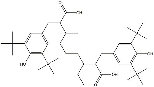 ビス[3-(3,5-ジ-tert-ブチル-4-ヒドロキシフェニル)プロピオン酸]2,6-オクタンジイル 化学構造式