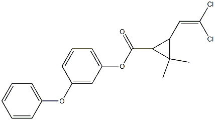 2-(2,2-Dichlorovinyl)-3,3-dimethyl-1-cyclopropanecarboxylic acid m-phenoxyphenyl ester Structure