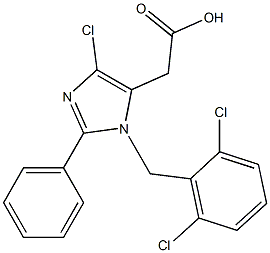 4-Chloro-1-(2,6-dichlorobenzyl)-2-(phenyl)-1H-imidazole-5-acetic acid Struktur