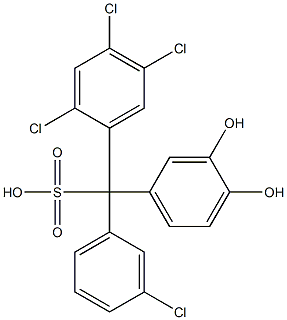 (3-クロロフェニル)(2,4,5-トリクロロフェニル)(3,4-ジヒドロキシフェニル)メタンスルホン酸 化学構造式