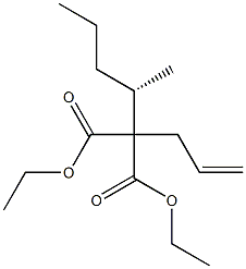 (-)-2-アリル-2-[(S)-1-メチルブチル]マロン酸ジエチル 化学構造式