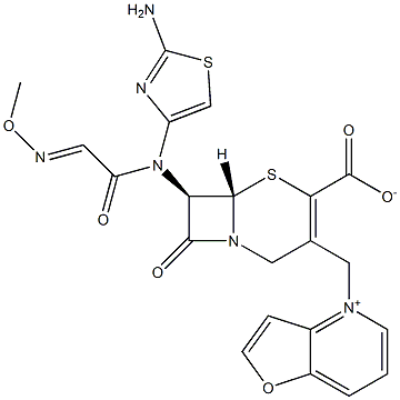 (7R)-7-[(2-Amino-4-thiazolyl)(methoxyimino)acetylamino]-3-[[(furo[3,2-b]pyridin-4-ium)-4-yl]methyl]cepham-3-ene-4-carboxylic acid Structure