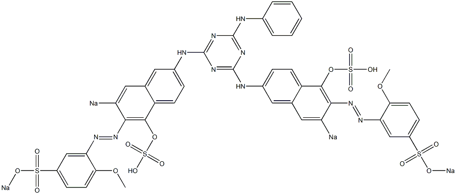 2-Anilino-4,6-bis[[5-hydroxy-6-[2-methoxy-5-(sodiosulfo)phenylazo]-7-sodiosulfo-2-naphtyl]amino]-1,3,5-triazine,,结构式