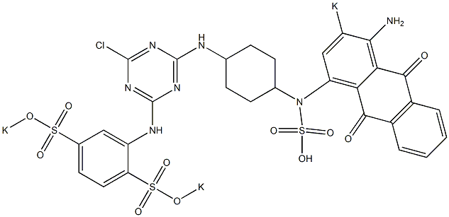 6-Chloro-4-[2,5-bis(potassiosulfo)anilino]-2-[4-(1-amino-2-potassiosulfo-9,10-dihydro-9,10-dioxoanthracen-4-ylamino)cyclohexylamino]-1,3,5-triazine Structure