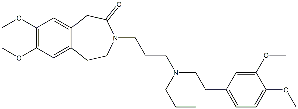 4,5-Dihydro-7,8-dimethoxy-3-[3-[N-propyl-2-(3,4-dimethoxyphenyl)ethylamino]propyl]-1H-3-benzazepin-2(3H)-one,,结构式