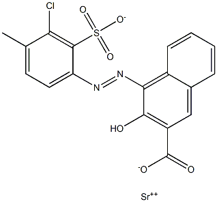 [1-[(3-Chloro-4-methyl-2-sulfophenyl)azo]-2-hydroxy-3-naphthalenecarboxylic acid]strontium salt,,结构式
