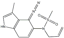 N-[[4-ジアゾ-4,7-ジヒドロ-3-メチル-1H-インドール]-5-イル]-N-(2-プロペニル)メタンスルホンアミド 化学構造式