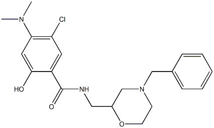 N-(4-ベンジルモルホリン-2-イルメチル)-5-クロロ-4-(ジメチルアミノ)-2-ヒドロキシベンズアミド 化学構造式
