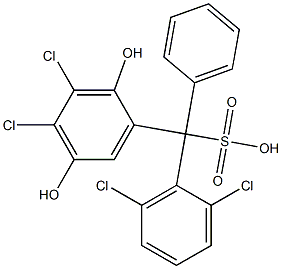 (2,6-Dichlorophenyl)(3,4-dichloro-2,5-dihydroxyphenyl)phenylmethanesulfonic acid Struktur