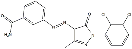 4-(3-カルバモイルフェニルアゾ)-1-(2,3-ジクロロフェニル)-3-メチル-5(4H)-ピラゾロン 化学構造式