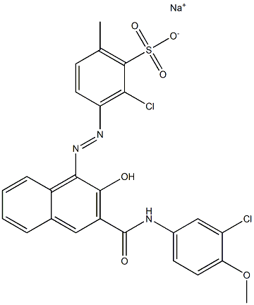 2-Chloro-6-methyl-3-[[3-[[(3-chloro-4-methoxyphenyl)amino]carbonyl]-2-hydroxy-1-naphtyl]azo]benzenesulfonic acid sodium salt