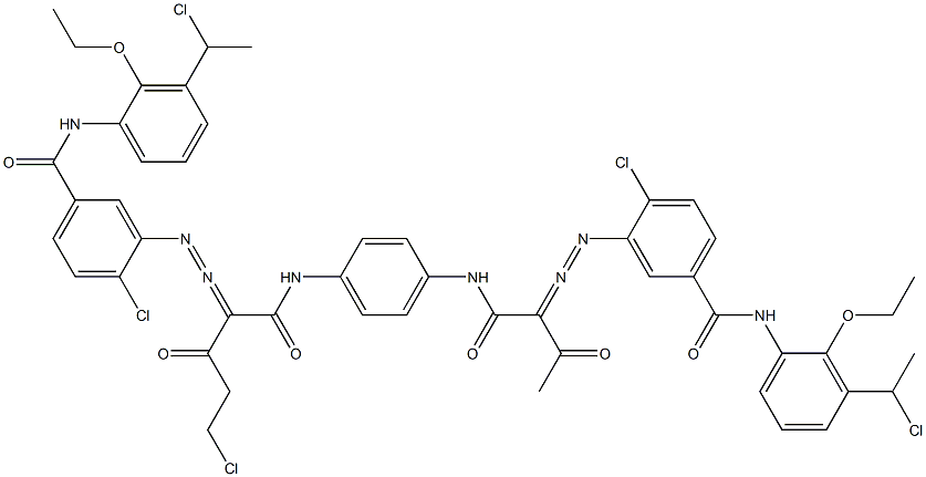 3,3'-[2-(Chloromethyl)-1,4-phenylenebis[iminocarbonyl(acetylmethylene)azo]]bis[N-[3-(1-chloroethyl)-2-ethoxyphenyl]-4-chlorobenzamide] Struktur