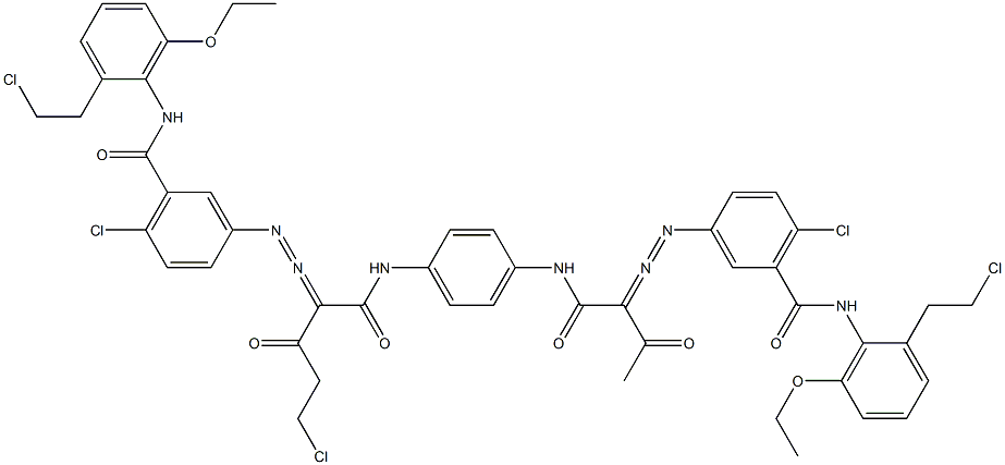 3,3'-[2-(Chloromethyl)-1,4-phenylenebis[iminocarbonyl(acetylmethylene)azo]]bis[N-[2-(2-chloroethyl)-6-ethoxyphenyl]-6-chlorobenzamide] Structure