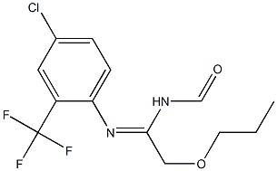 N1-ホルミル-N2-[4-クロロ-2-(トリフルオロメチル)フェニル]プロピルオキシアセトアミジン 化学構造式