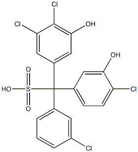 (3-Chlorophenyl)(4-chloro-3-hydroxyphenyl)(3,4-dichloro-5-hydroxyphenyl)methanesulfonic acid Struktur