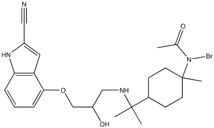 2-Cyano-4-[2-hydroxy-3-[[1-(bromoacetylamino)-p-menthan-8-yl]amino]propoxy]-1H-indole 结构式