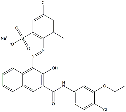 3-Chloro-5-methyl-6-[[3-[[(4-chloro-3-ethoxyphenyl)amino]carbonyl]-2-hydroxy-1-naphtyl]azo]benzenesulfonic acid sodium salt Struktur