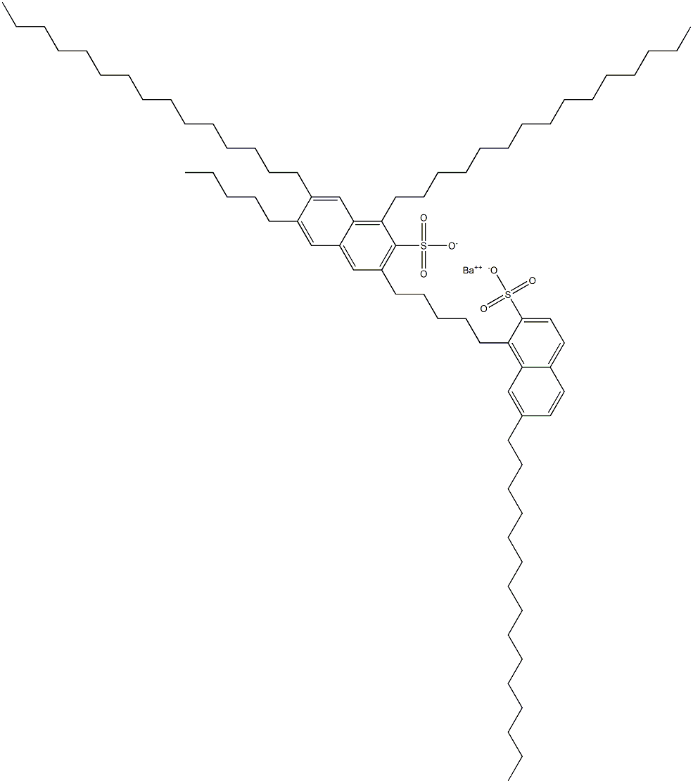 ビス(1,7-ジペンタデシル-2-ナフタレンスルホン酸)バリウム 化学構造式