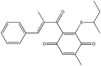 2-[(E)-3-Phenyl-2-methylpropenoyl]-5-methyl-3-(1-methylpropyl)thio-1,4-benzoquinone Structure