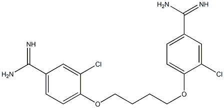 4,4'-[1,4-ブタンジイルビス(オキシ)]ビス(3-クロロベンズアミジン) 化学構造式