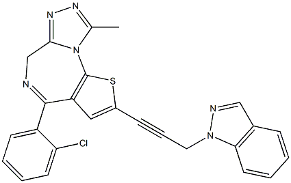 4-(2-Chlorophenyl)-9-methyl-2-[3-(1H-indazol-1-yl)-1-propynyl]-6H-thieno[3,2-f][1,2,4]triazolo[4,3-a][1,4]diazepine,,结构式