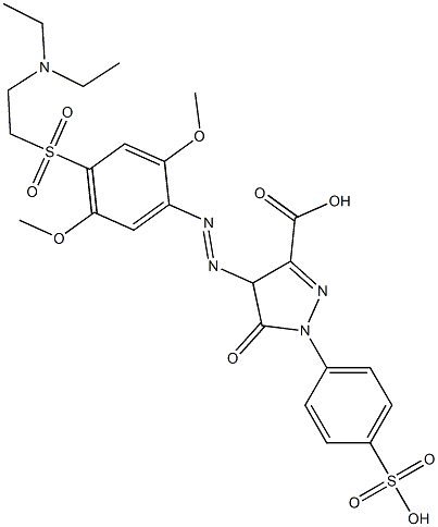 4-[[4-[[2-(Diethylamino)ethyl]sulfonyl]-2,5-dimethoxyphenyl]azo]-4,5-dihydro-5-oxo-1-(4-sulfophenyl)-1H-pyrazole-3-carboxylic acid,,结构式