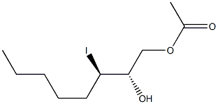(2S,3R)-3-ヨードオクタン-1,2-ジオール1-アセタート 化学構造式