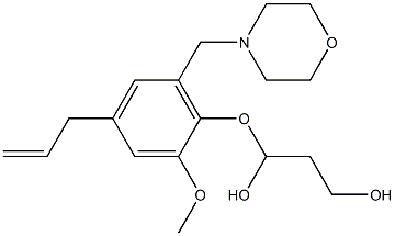 3-[4-アリル-2-メトキシ-6-(モルホリノメチル)フェノキシ]-1,3-プロパンジオール 化学構造式
