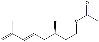 [R,(+)]-3,7-ジメチル-5,7-オクタジエン-1-オールアセタート 化学構造式
