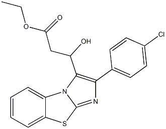 3-[2-(4-クロロフェニル)イミダゾ[2,1-b]ベンゾチアゾール-3-イル]-3-ヒドロキシプロパン酸エチル 化学構造式