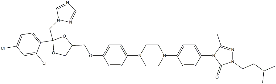 4-[4-[4-[4-[[2-(2,4-Dichlorophenyl)-2-(1H-1,2,4-triazol-1-ylmethyl)-1,3-dioxolan-4-yl]methoxy]phenyl]-1-piperazinyl]phenyl]-2,4-dihydro-5-methyl-2-(3-methylbutyl)-3H-1,2,4-triazol-3-one Structure