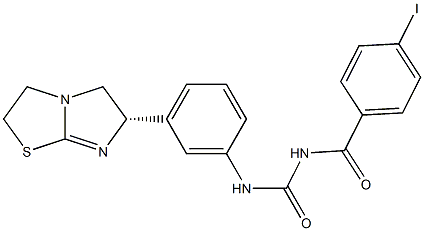 1-(4-Iodobenzoyl)-3-[3-[[(6S)-2,3,5,6-tetrahydroimidazo[2,1-b]thiazol]-6-yl]phenyl]urea Struktur