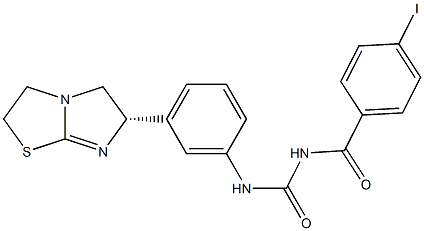 1-(4-ヨードベンゾイル)-3-[3-[[(6S)-2,3,5,6-テトラヒドロイミダゾ[2,1-b]チアゾール]-6-イル]フェニル]尿素 化学構造式