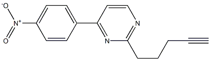 4-(4-ニトロフェニル)-2-(4-ペンチニル)ピリミジン 化学構造式