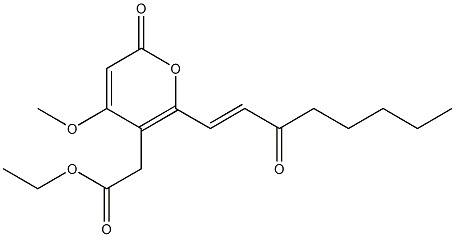 4-Methoxy-6-oxo-2-[(E)-3-oxo-1-octenyl]-6H-pyran-3-acetic acid ethyl ester,,结构式