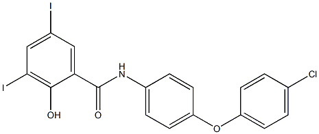 N-[4-(4-クロロフェノキシ)フェニル]-2-ヒドロキシ-3,5-ジヨードベンズアミド 化学構造式