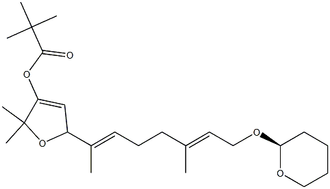 Pivalic acid [(S)-5-[(1E,5E)-1,5-dimethyl-7-[(tetrahydro-2H-pyran)-2-yloxy]-1,5-heptadienyl]-2,5-dihydro-2,2-dimethylfuran]-3-yl ester Structure